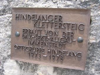 Basiskurs Bergsteigen und Klettern: Tafel am Hindelanger Klettersteig