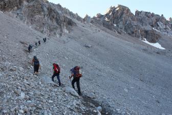 E5 Alpenüberquerung Bergschule Oberallgäu: Seescharten Aufstieg