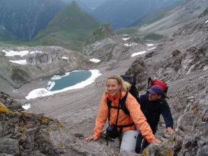 E5 Alpenüberquerung Bergschule Oberallgäu: oberer Seewiesee von der Seescharte