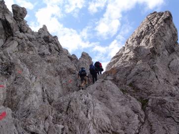 E5 Alpenüberquerung Bergschule Oberallgäu: Übergang Seescharte