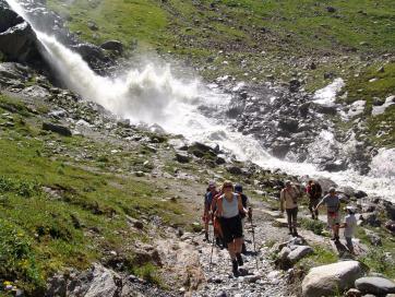 E5 Alpenüberquerung Bergschule Oberallgäu: Gletscher Fluss