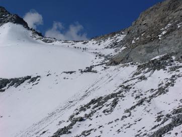 Alpenüberquerung E5 Oberstdorf-Meran: Gletscherschneefeld Pitztaler Jöchl