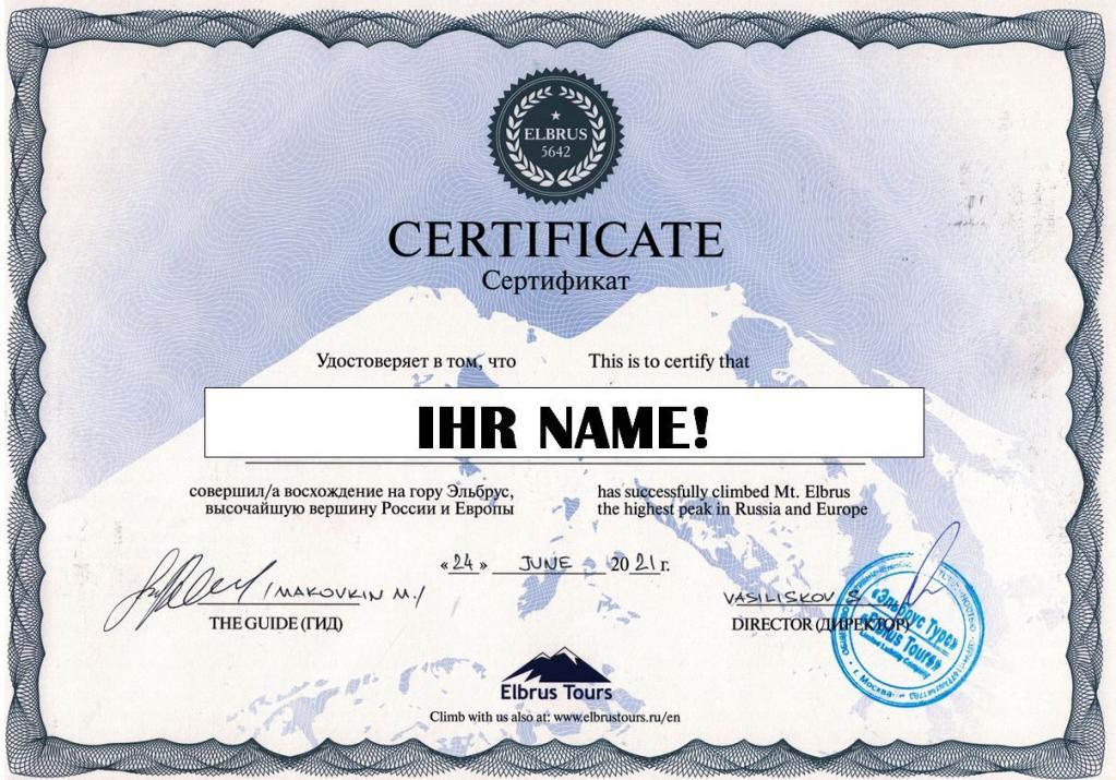 Elbrus Zertifikat